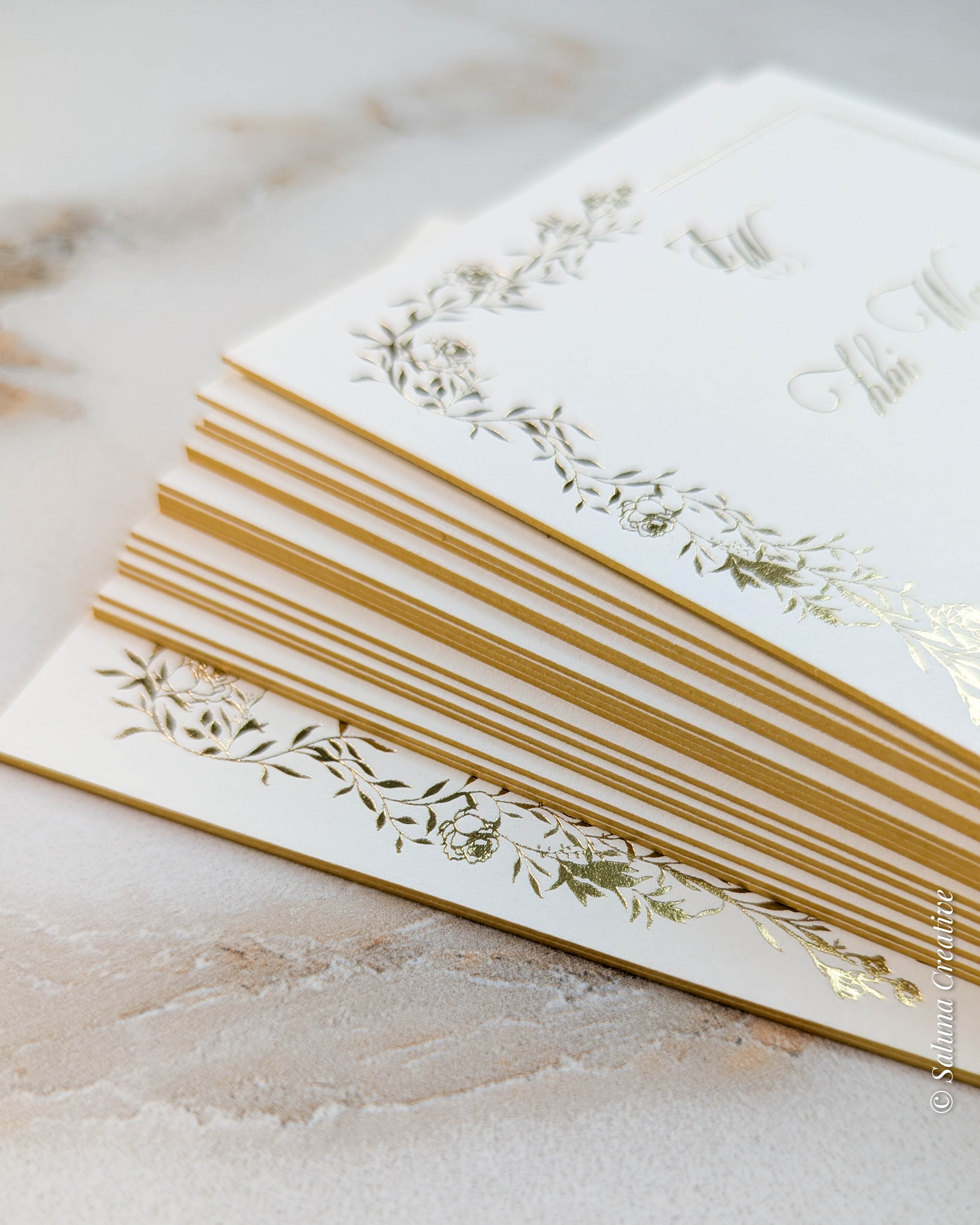 Invitation with Gold Edge Painting